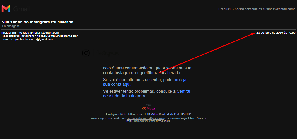 Notificação oficial do Instagram/Meta — tela 6