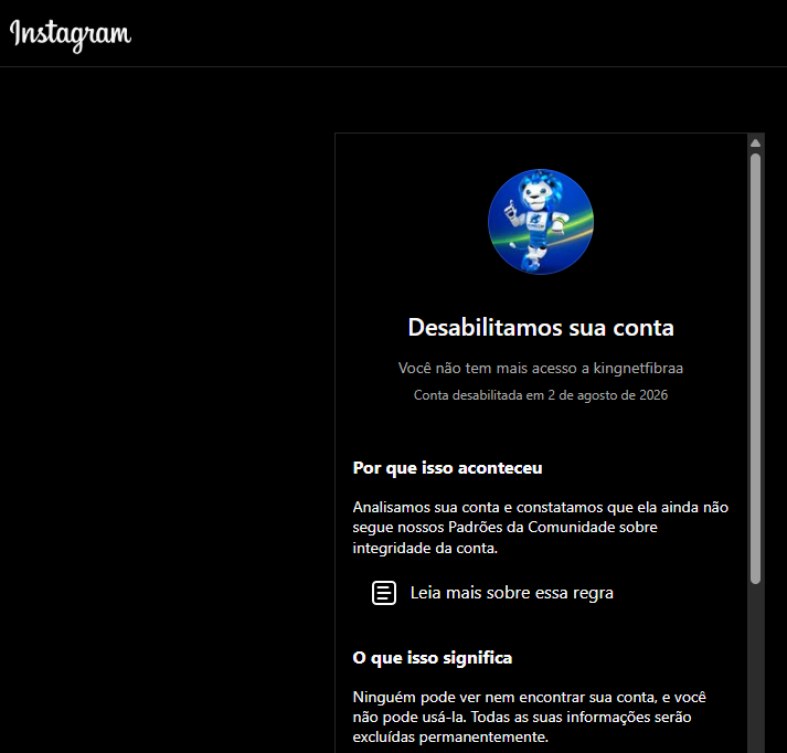 Notificação oficial do Instagram/Meta — tela 8