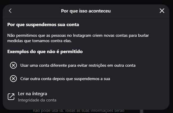 Notificação oficial do Instagram/Meta — tela 10